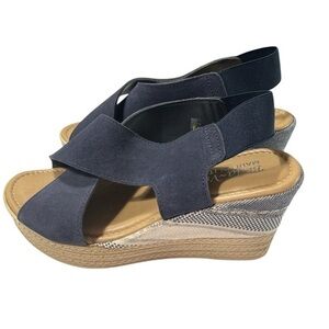 Bella-Vita Made in Italy Navy Wedge  Strappy Suede espadrilles sandals  size 9